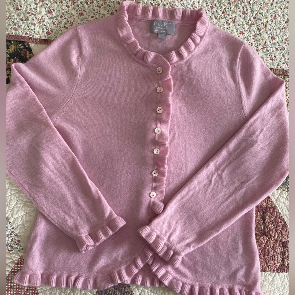 Pure Collection ruffle cashmere cardigan size 12.